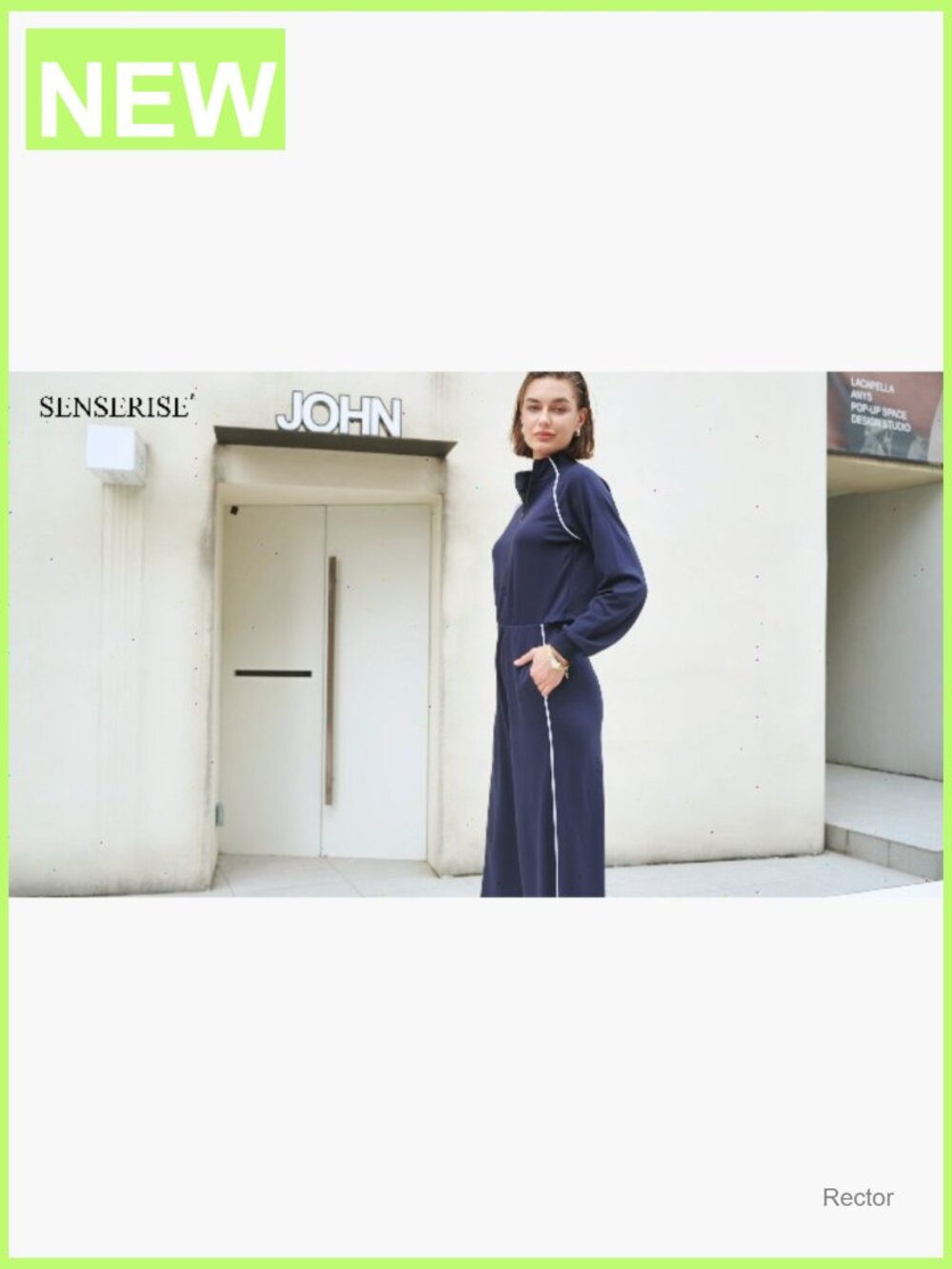 Casual Long Sleeve Jumpsuit Wide Leg Mock Neck with Pockets - Picture 5 of 6